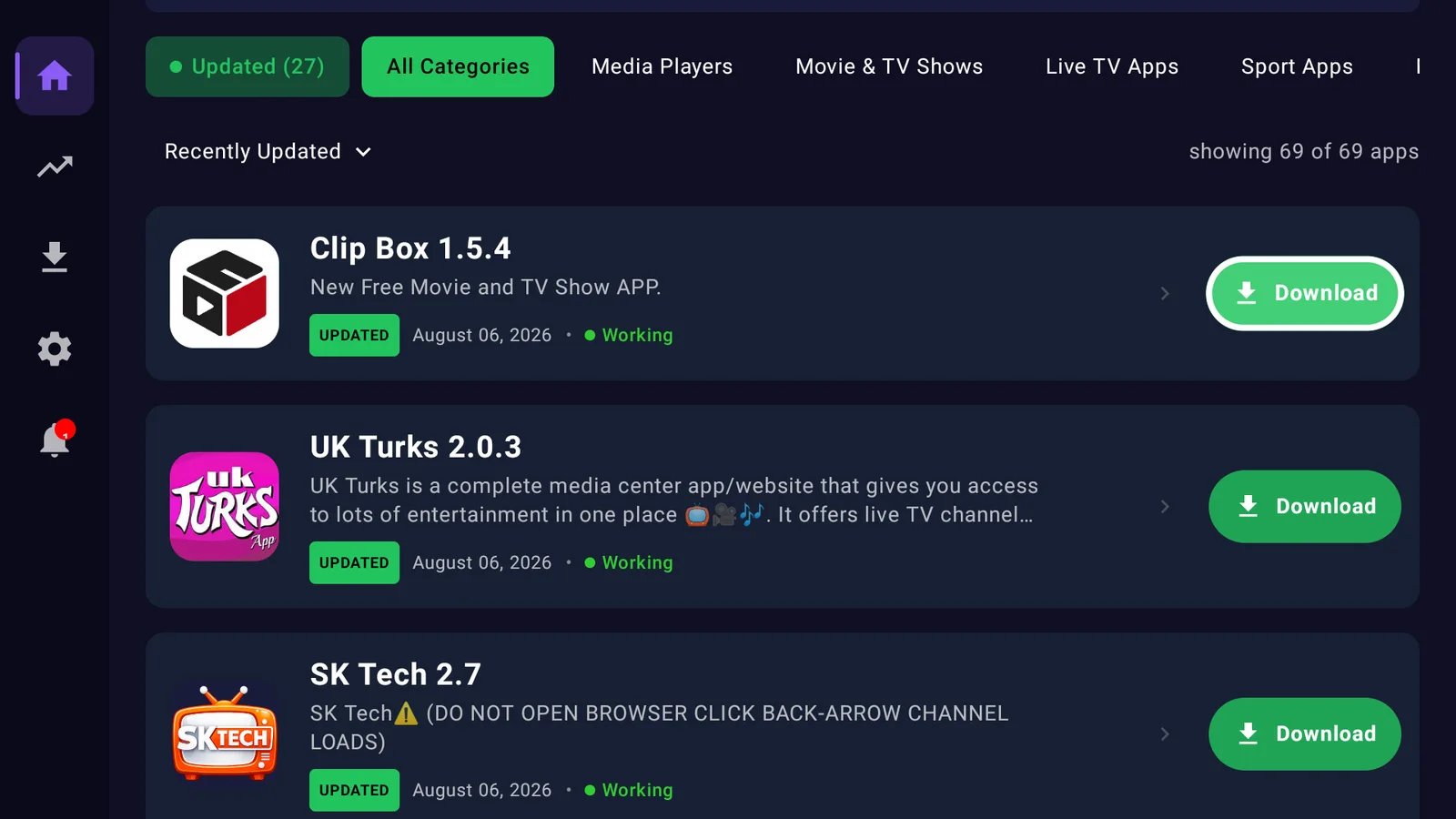 The LinkDrop collection on a Fire Stick with Clip Box selected and the Install button highlighted