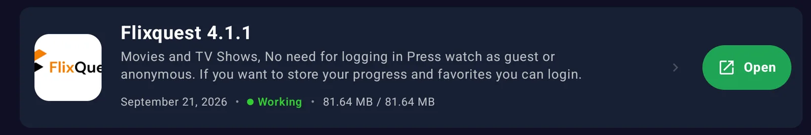 FlixQuest in the LinkDrop Trending list on an Android TV box